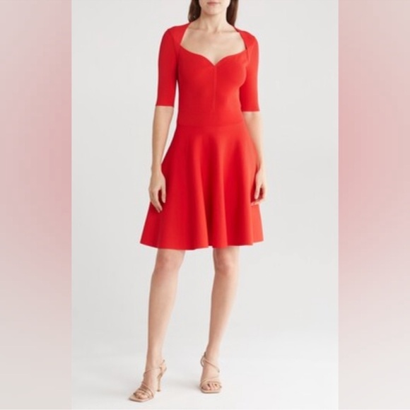 NWT Ted Baker Millly Sweetheart Neckline Dress Red sz 6 (16) Stretch Cocktail - Picture 1 of 10
